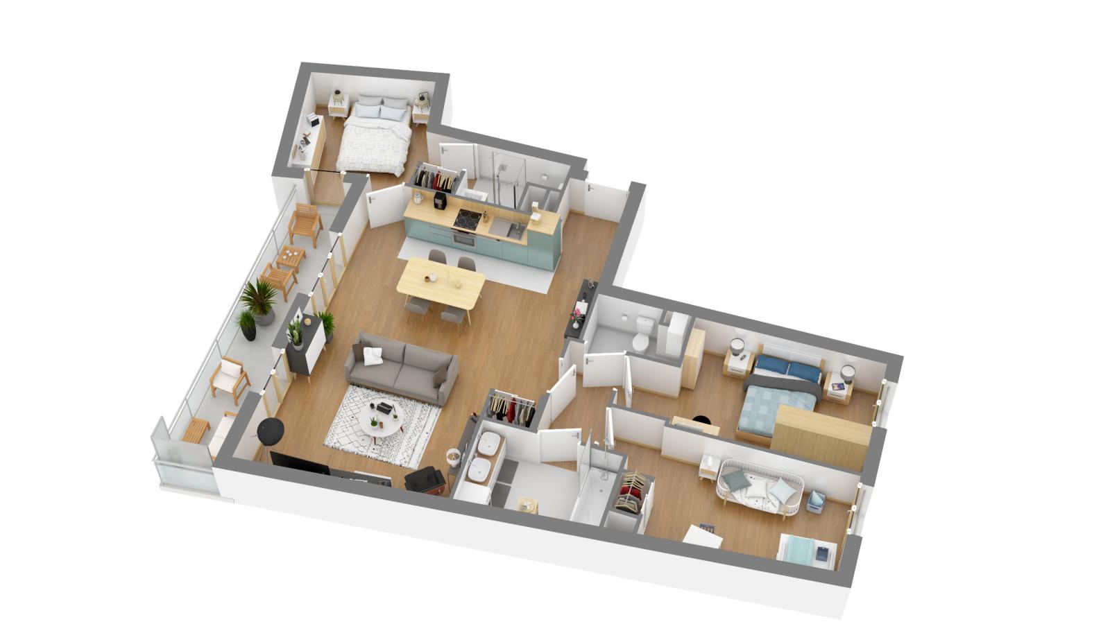 4 pièces - 1er étage - 90m² - 1 171,91 € - Photo #1
