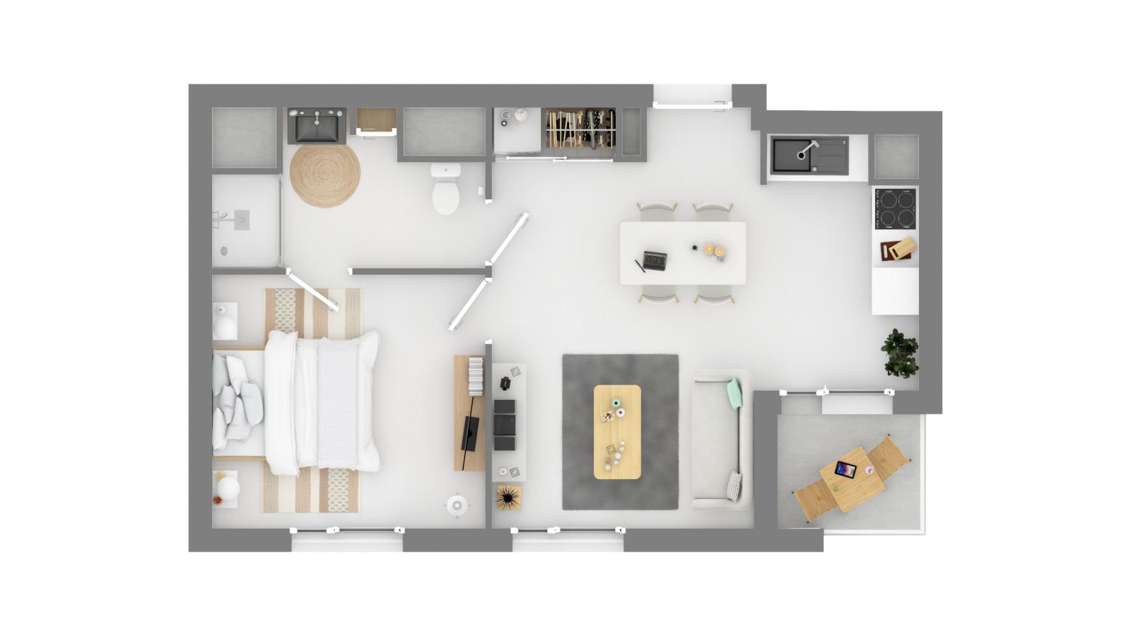 
																			2 pièces - 
																		1er étage - 41m² - 649,55 € - Photo #2