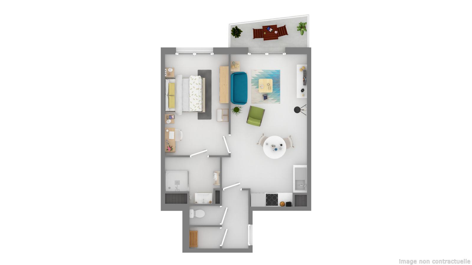 2 pièces - 3ème étage - 42m² - 846,71 € - Photo #4