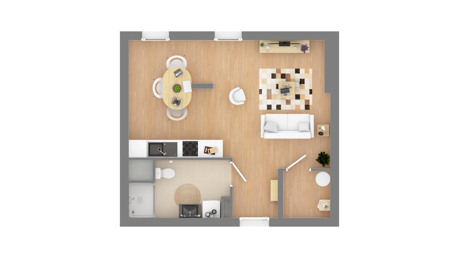 1 pièce - RDC - 38m² - 506,64 € - Photo #2