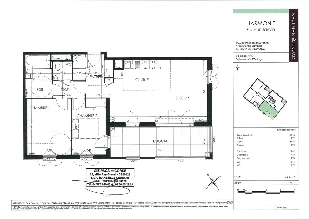 3 pièces - 1er étage - 68m² - 1 099,38 € - Photo #0