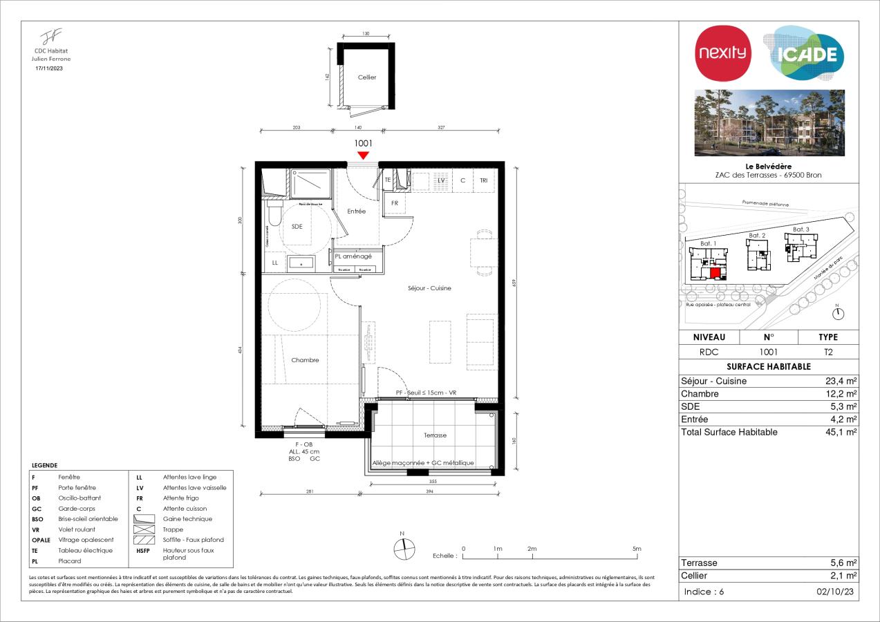 
																																							2 pièces - 
																																						RDC - 43m² - 746,48 € - Photo #4
