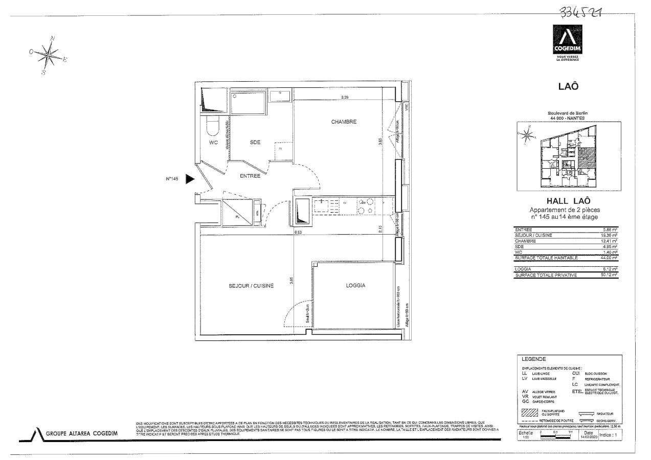 
																			2 pièces - 
																		14ème étage - 44m² - 773,14 € - Photo #1