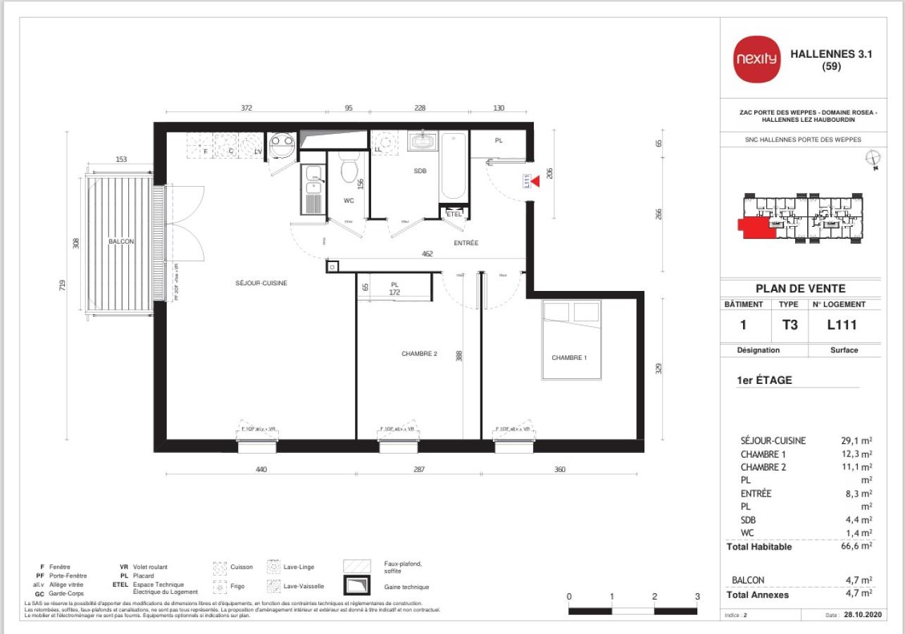 
																																							3 pièces - 
																																						1er étage - 67m² - 772,09 € - Photo #1