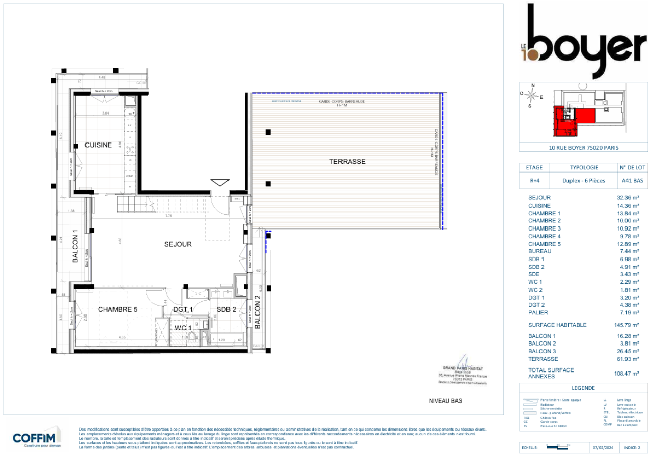 6 pièces - 4ème étage - 146m² - 4 259,44 € - Photo #1