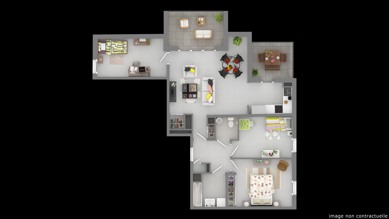 
																																							3 pièces - 
																																						3ème étage - 61m² - 773,36 € - Photo #1