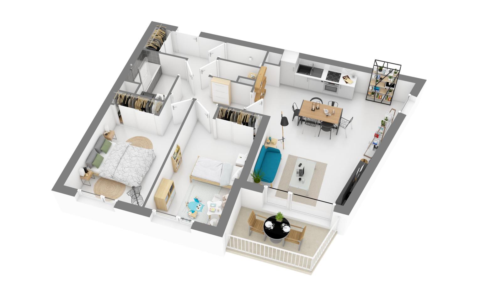 
																			3 pièces - 
																		3ème étage - 69m² - 975,85 € - Photo #6