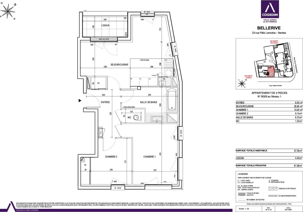 
																			3 pièces - 
																		1er étage - 58m² - 820,40 € - Photo #3