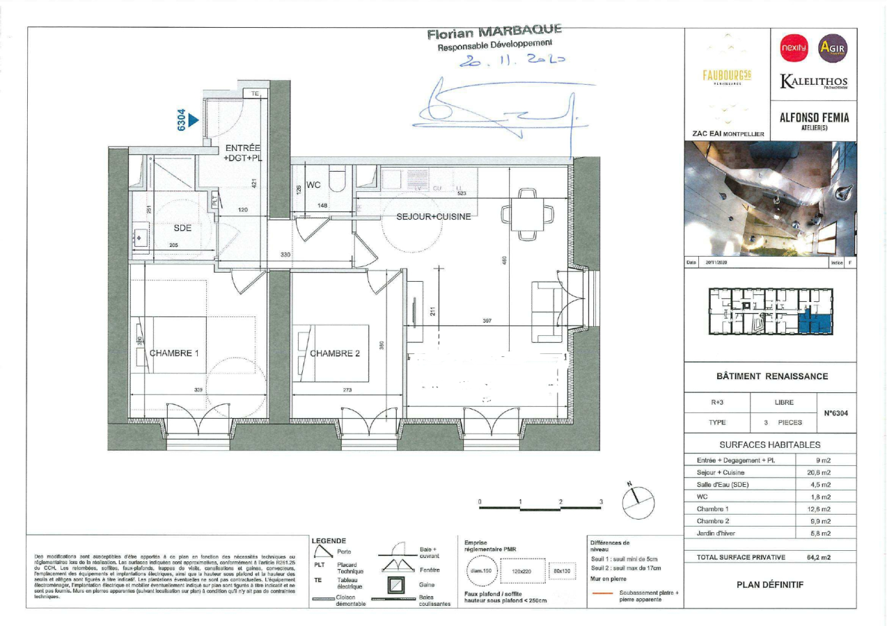 
																																							3 pièces - 
																																						3ème étage - 63m² - 864,55 € - Photo #1