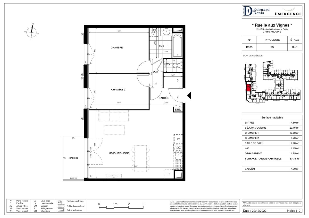 
																																							3 pièces - 
																																						1er étage - 63m² - 917,78 € - Photo #1