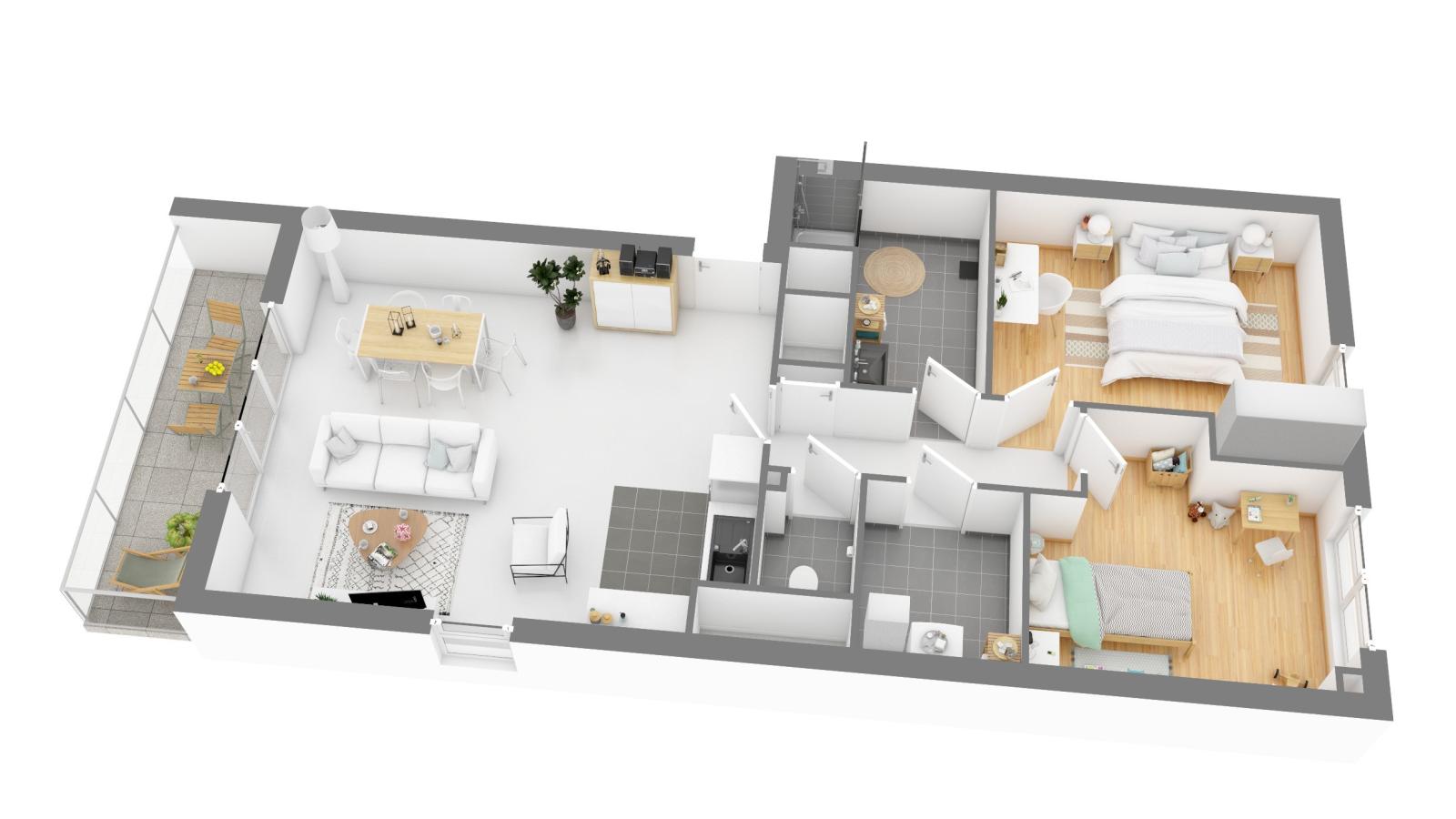
																			3 pièces - 
																		RDC - 78m² - 883,55 € - Photo #2