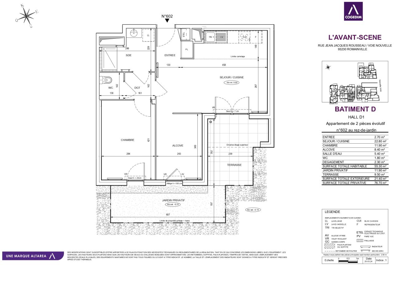 
																			2 pièces – 
																		RDC – 55m² - 1 159,28 € - Photo #0