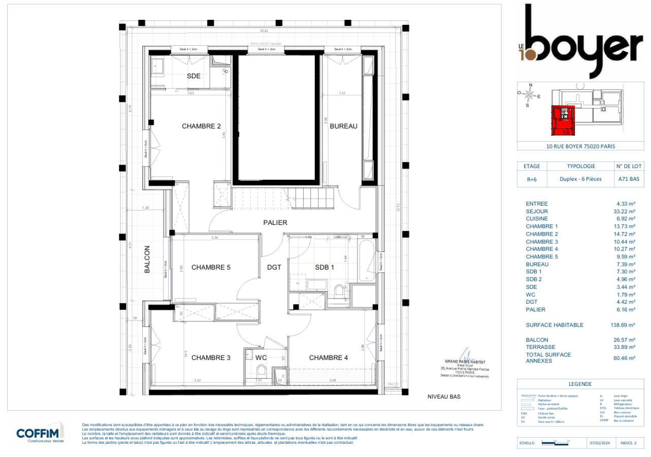 6 pièces - 7ème étage - 139m² - 4 064,12 € - Photo #2
