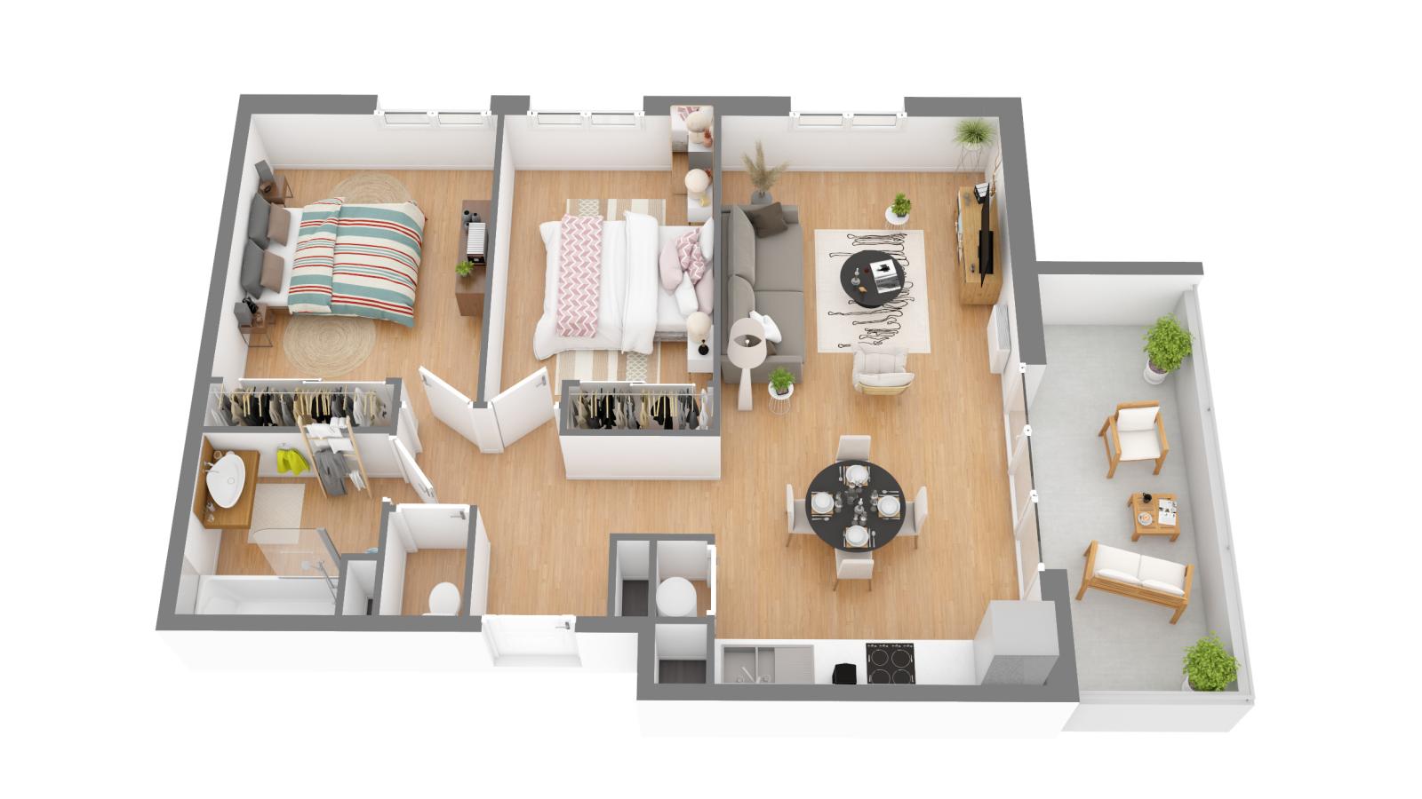 3 pièces - 1er étage - 62m² - 718,12 € - Photo #3
