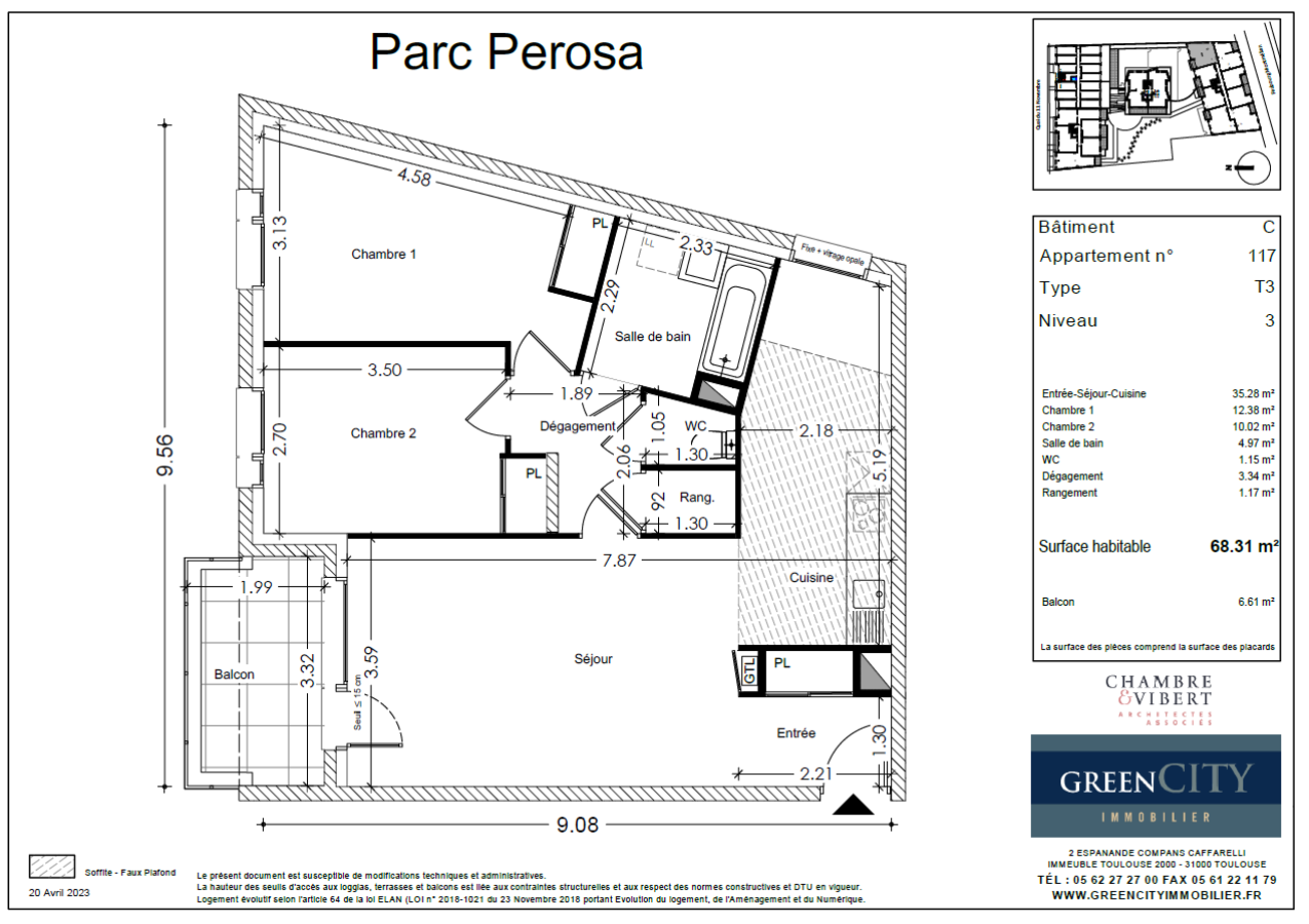 
																																							3 pièces - 
																																						3ème étage - 69m² - 965,78 € - Photo #7