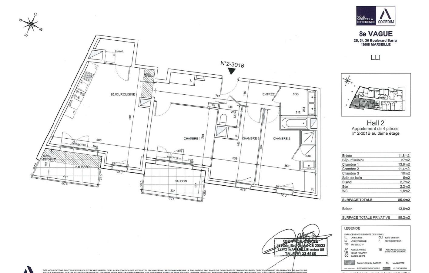 
																			4 pièces – 
																		3ème étage – 85m² - 1 286,81 € - Photo #7