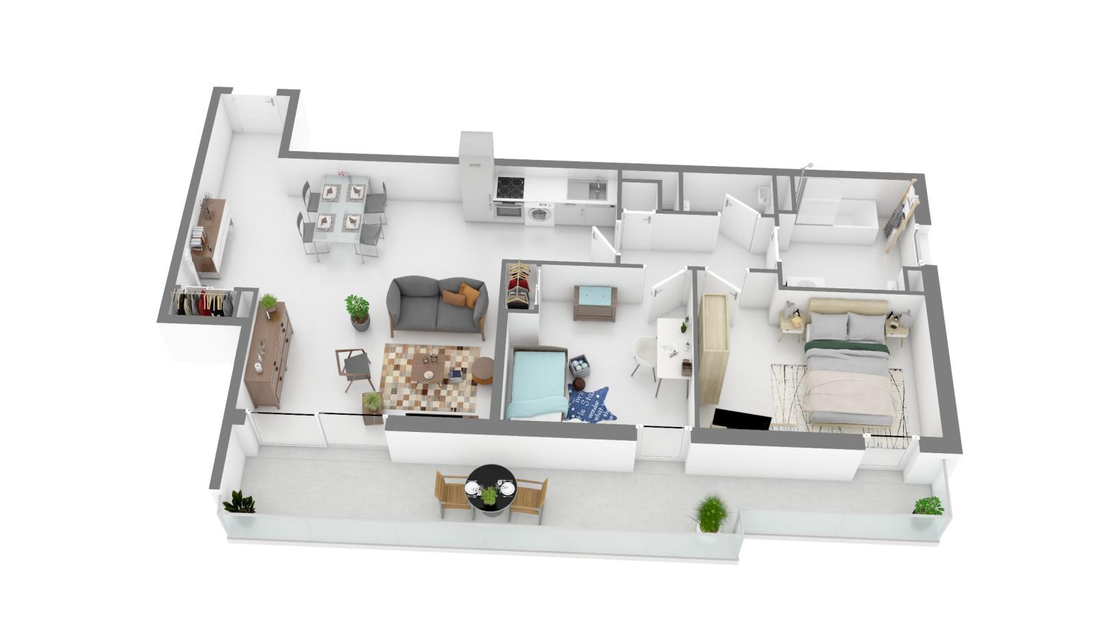
																																							3 pièces - 
																																						3ème étage - 70m² - 1 294,33 € - Photo #3