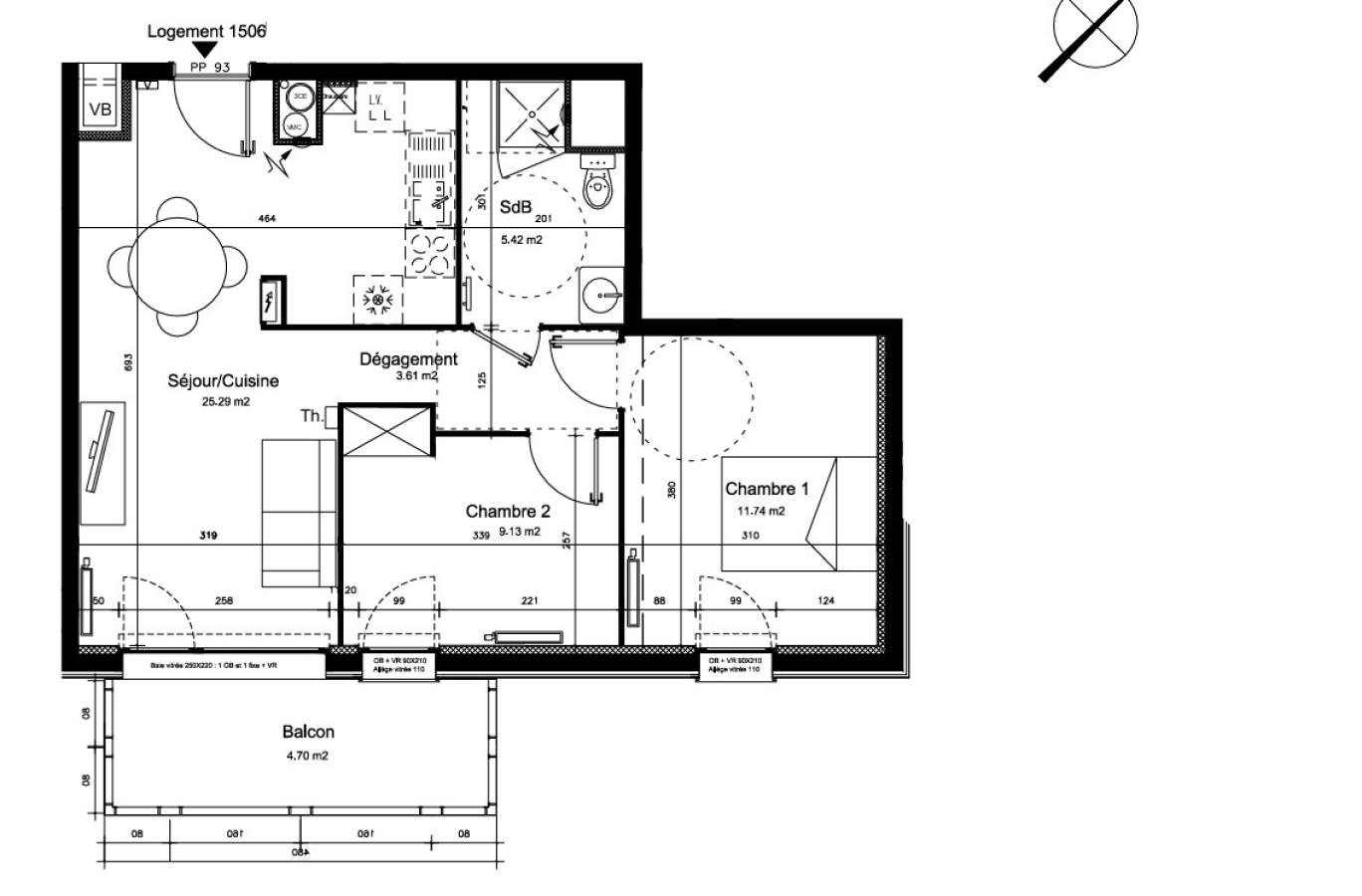 
																																							3 pièces - 
																																						5ème étage - 55m² - 777,36 € - Photo #4