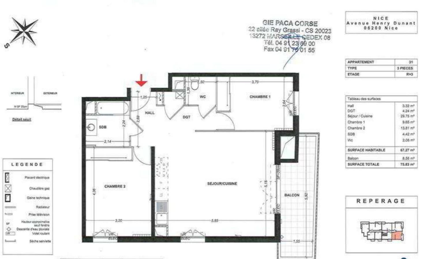3 pièces - 3ème étage - 67m² - 1 012,67 € - Photo #7