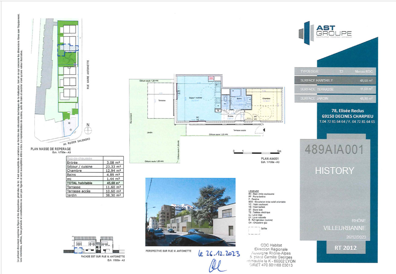 
																			2 pièces - 
																		RDC - 46m² - 699,17 € - Photo #1