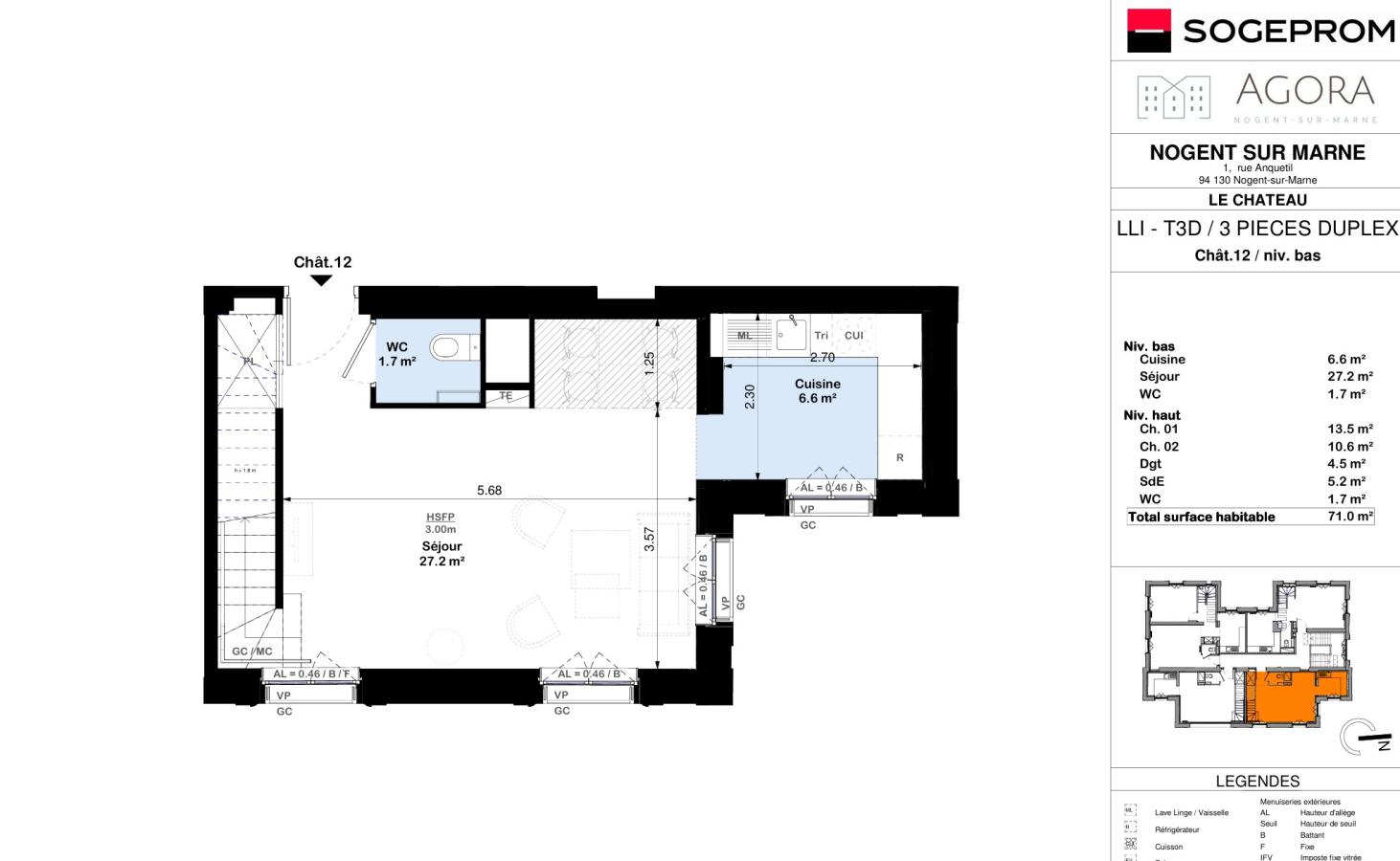 3 pièces - 1er étage - 71m² - 1 587,45 € - Photo #0