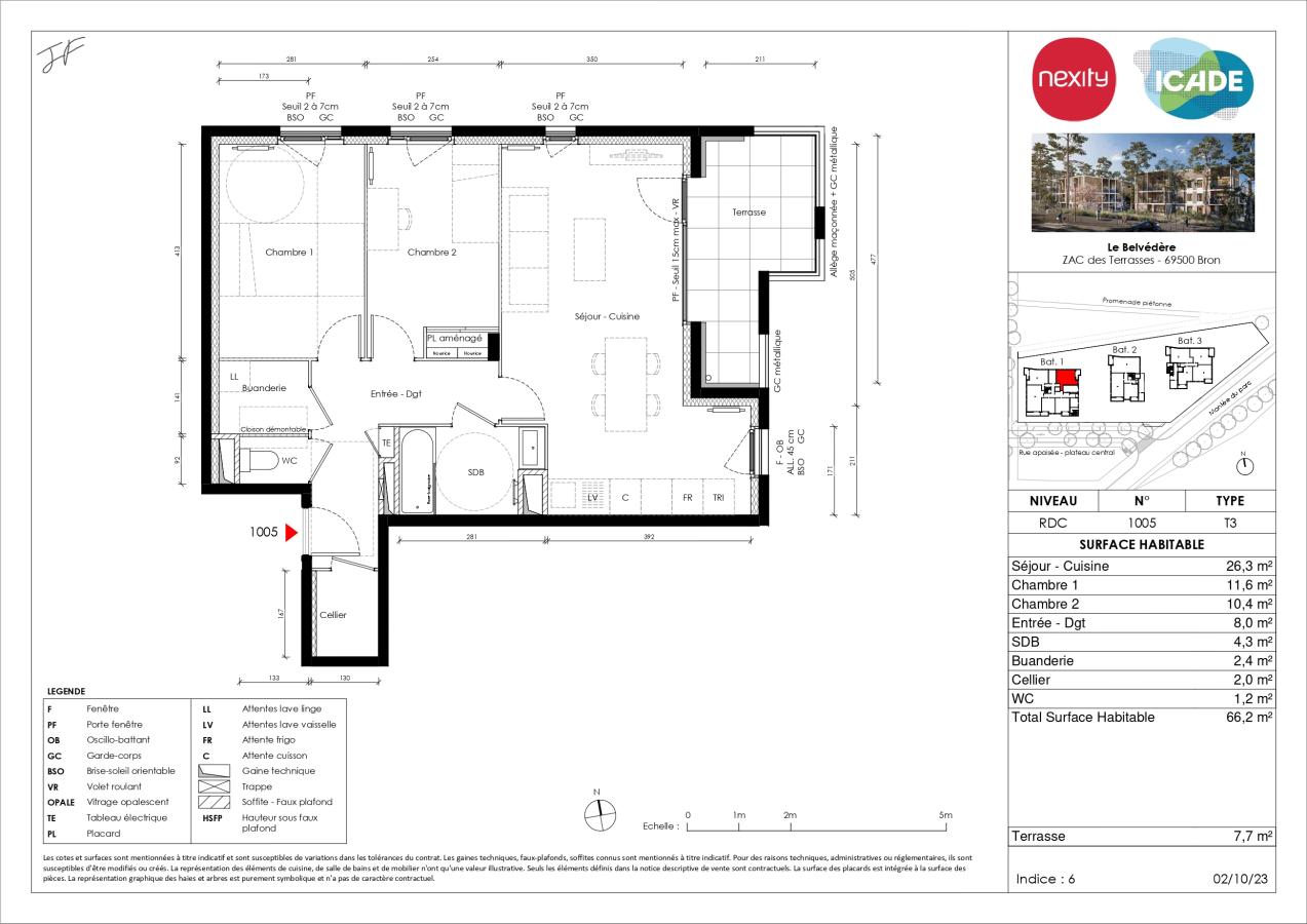 
																			3 pièces - 
																		RDC - 66m² - 985,18 € - Photo #4