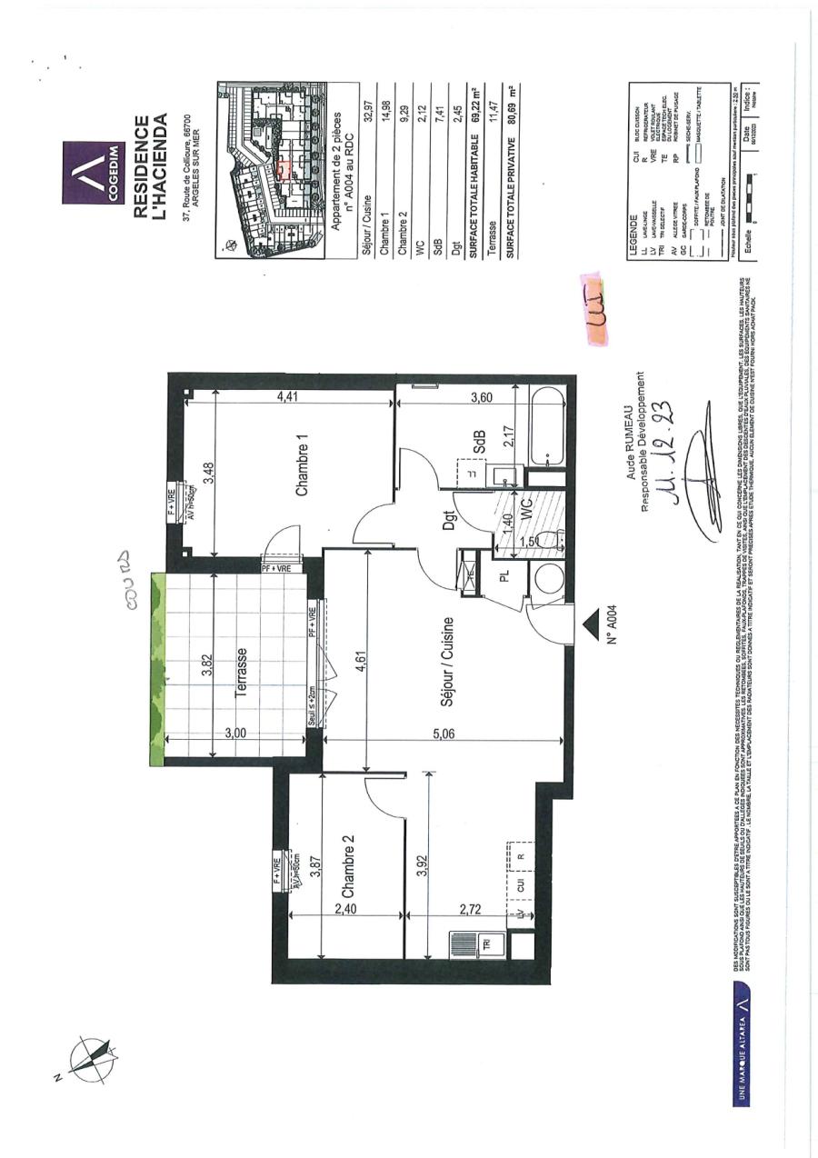 
																			3 pièces - 
																		RDC - 69m² - 833,29 € - Photo #1