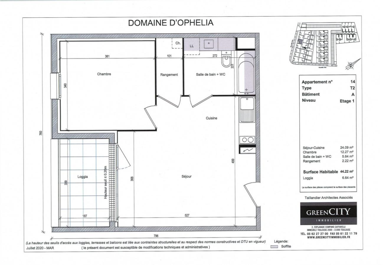 2 pièces - 1er étage - 44m² - 516,59 € - Photo #0