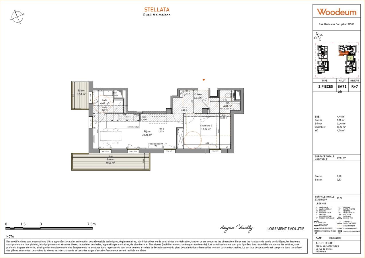 2 pièces - 7ème étage - 50m² - 1 343,69 € - Photo #2