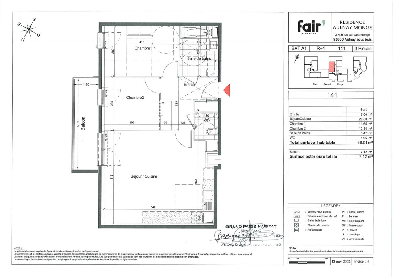 
																			3 pièces - 
																		2ème étage - 66m² - 1 152,07 € - Photo #0