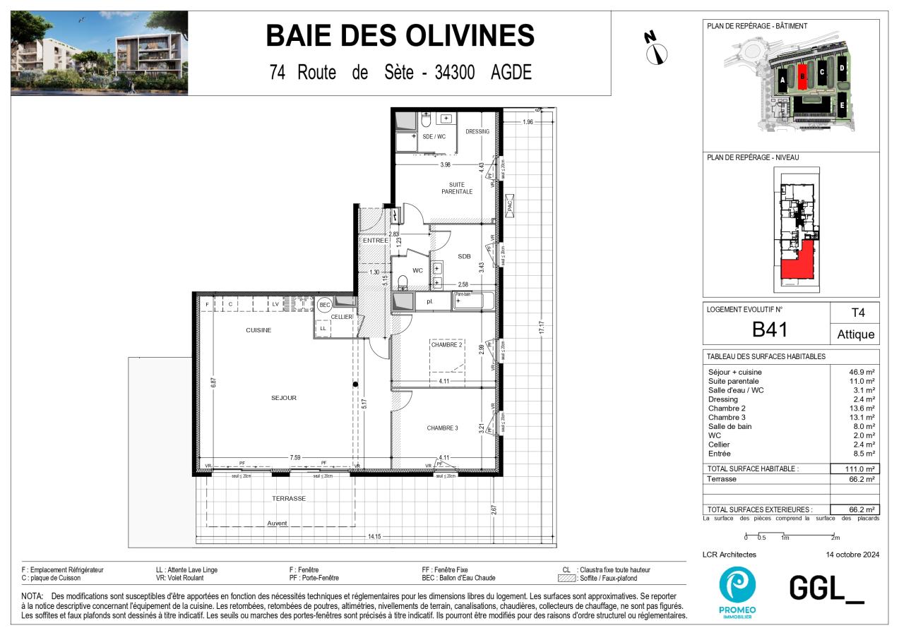 4 pièces - 4ème étage - 111m² - 1 201,66 € - Photo #7