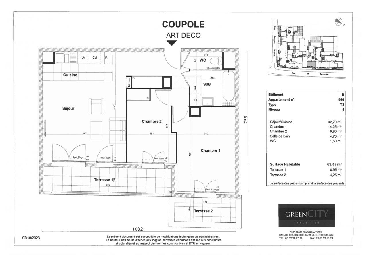 3 pièces - 4ème étage - 63m² photo 8