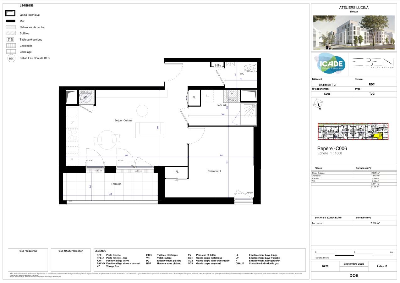 
																																							2 pièces - 
																																						RDC - 52m² - 664,55 € - Photo #1